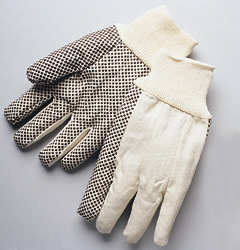 GLOVE COTTON 8 OZ MENS;KNIT WRIST W PVC DOTS - General Purpose